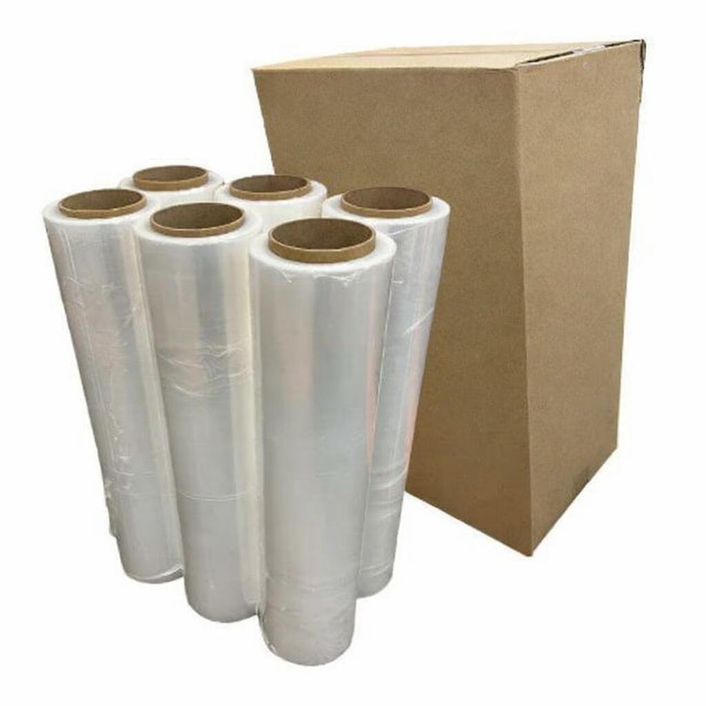 【入荷待ち：次回予定納期5月上旬頃】強化ストレッチフィルム 12μ 500mm×300m 6巻 3インチ紙管 業務用（楽天・lenosa）