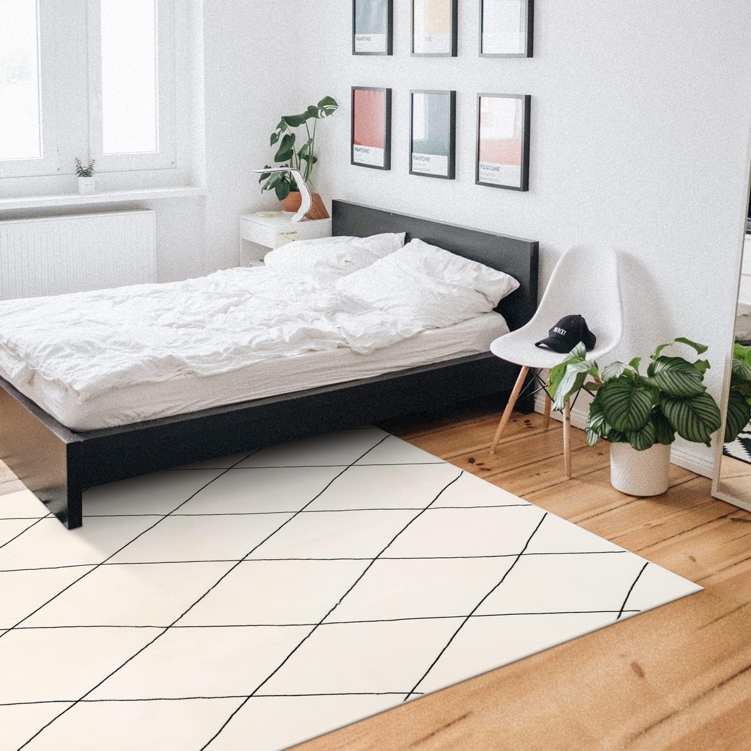 洗える 北欧風ラグ 滑り止め 抗菌 防音 アイボリー