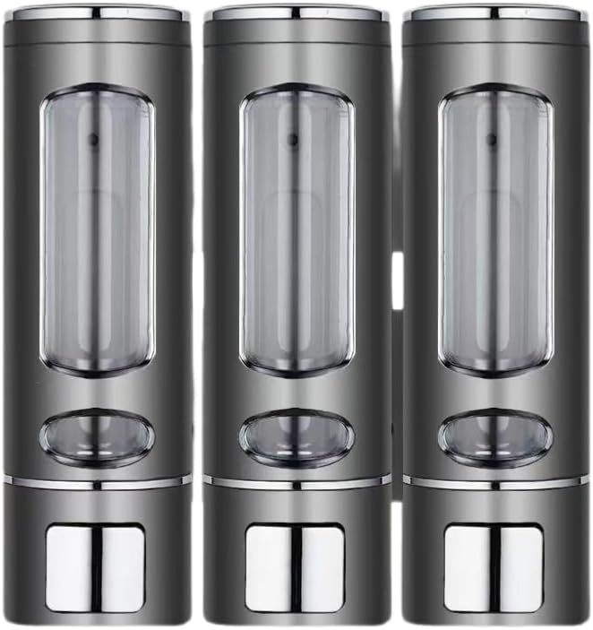 壁掛け シャンプーディスペンサー 3個セット シルバー 詰め替え用