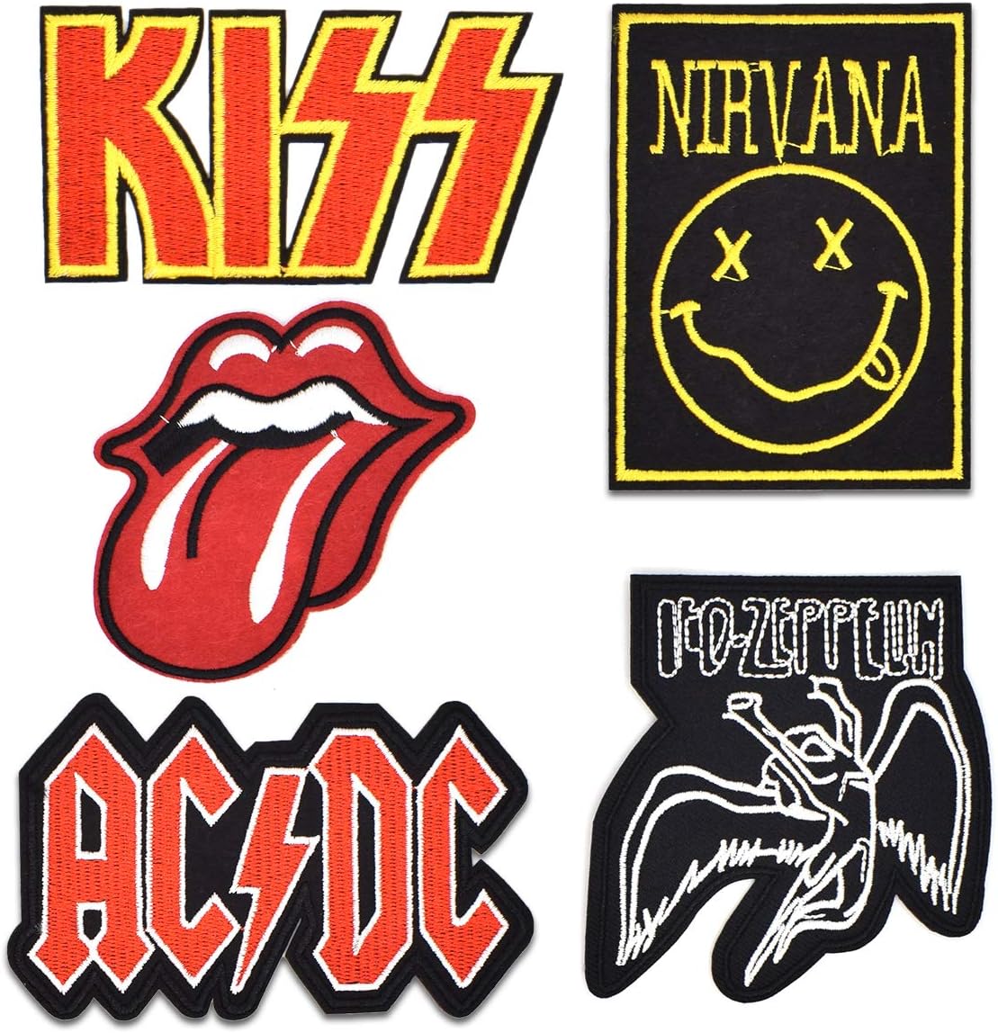 5枚セット アイロンワッペン ロックンロール ミリタリー 補修用