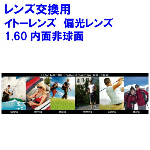 偏光レンズアクロライト160度付き度入りイトーレンズ1.60内面非球面レンズ単焦点メガネレンズ交換用2枚1組1本分他店購入フレームOK