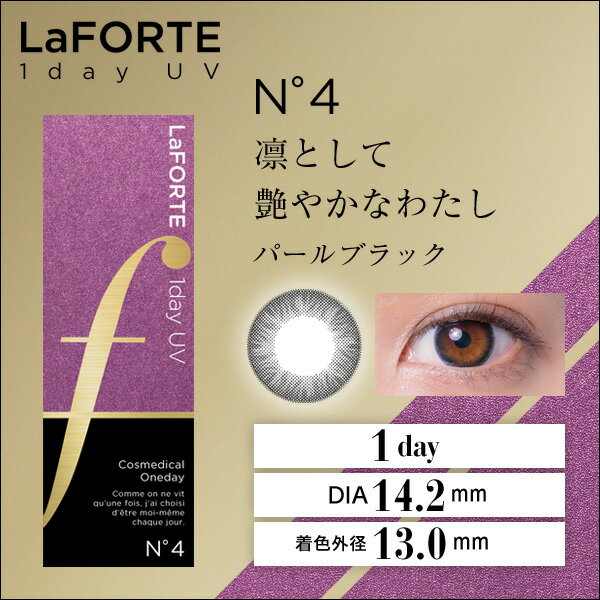 【期間限定300円OFF】【送料無料】【あす楽】LaFORTE(ラフォルテ) ワンデーUV No.4 パールブラック 30枚入×6箱 ( コンタクトレンズ コンタクト 1日使い捨て ワンデー 1day カラコン サークル LaFORTE ラフォルテ パール ブラック 14.2mm 13.0mm 30枚入り 6箱セット )