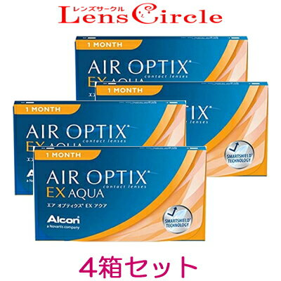 【4箱】エアオプティクスEXアクア 3枚入りx4箱 O2オプティクス コンタクトレンズ 1ヶ月使い捨て 1か月 マンスリー 1month エア オプティクス アクア【メール便発送】