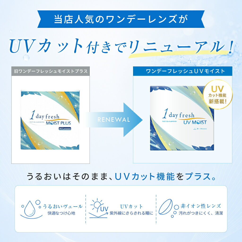 【UVカット機能付きの後継商品をお買い求めください】ワンデーフレッシュ モイストプラス (90枚)　 ...