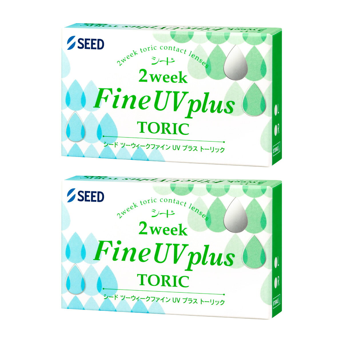 製品情報 製品名 2ウィークファインUV plus(プラス)トーリック 内容量 1箱6枚入り 装用期間 2週間 BC（ベースカーブ） 8.6mm DIA（直径） 14.2mm 含水率 38％ 製造国 海外製（台湾その他） 区分 高度医療機器 医療機器承認番号 23000BZX00075000 広告文責 有限会社ブレンステム TEL:06-6455-6110 「高度管理医療機器等販売業許可証」取得（許可番号：第N02704号）※当店では改正薬事法に基づいた法令遵守体制を実践しております。 ご注意事項 コンタクトレンズは高度管理医療機器です。取り扱い方法を守り正しくご使用ください。 当商品は「医療機関名の入力不要」ですが、必ず医師の処方に基づきご使用ください。 お客様の目の健康と安全を考え、定期検査は必ずお受けくださいますようお願いいたします。 コンタクトレンズ使用による眼のトラブルに関して、弊社は医療上の責任を一切負いません。 製品に関するお問い合わせ先 販売元 株式会社シード お問い合わせ窓口 0120-317-103　受付時間：9:00〜17:00（土日・祝日を除く）▼ 乱視用はこちら2箱から送料無料 1箱(6枚入)1箱でも2,730円 2箱セット(両眼3ヶ月分)1箱あたり2,730円 4箱セット(両眼6ヶ月分)1箱あたり2,628円 6箱セット(両眼9ヶ月分)1箱あたり2,577円 8箱セット(両眼1年分)1箱あたり2,537円 ▼ 近視用はこちら（乱視用と同梱可能）※近視用のみのご注文なら「あす楽」対応！ 1箱(6枚入)1箱でも1,202円 2箱セット(両眼3ヶ月分)1箱あたり1,202円 4箱セット(両眼6ヶ月分)1箱あたり1,116円 6箱セット(両眼9ヶ月分)1箱あたり1,111円 8箱セット(両眼1年分)1箱あたり1,105円 ※上記の価格と実際の販売価格は異なる場合がございます。 各商品ページの販売価格が正しい価格となりますので、上記の価格は参考程度にご利用ください。