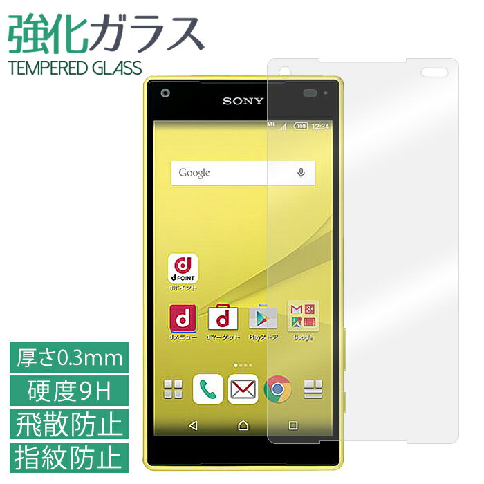 XPERIA Z5 compact SO-02H 強化ガラスフィルム 液晶保護 保護フィルム 硬度9H 指紋防止 飛散防止 画面 ディスプレイ シール フィルム so02h Z5compact エクスペリア docomo