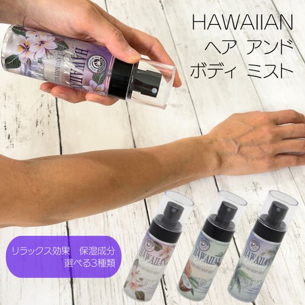 ハワイアンヘアミスト　ハワイアンボディーミスト 　ヘアフレグランス　リラクシングミスト　ハワイスプレー　ハワイアン雑貨 リフレッシュスプレー　身体用ミスト　ハワイアンプレゼント　 プルメリア　ココナッツ　ムスク　Leolea レオレアのサムネイル