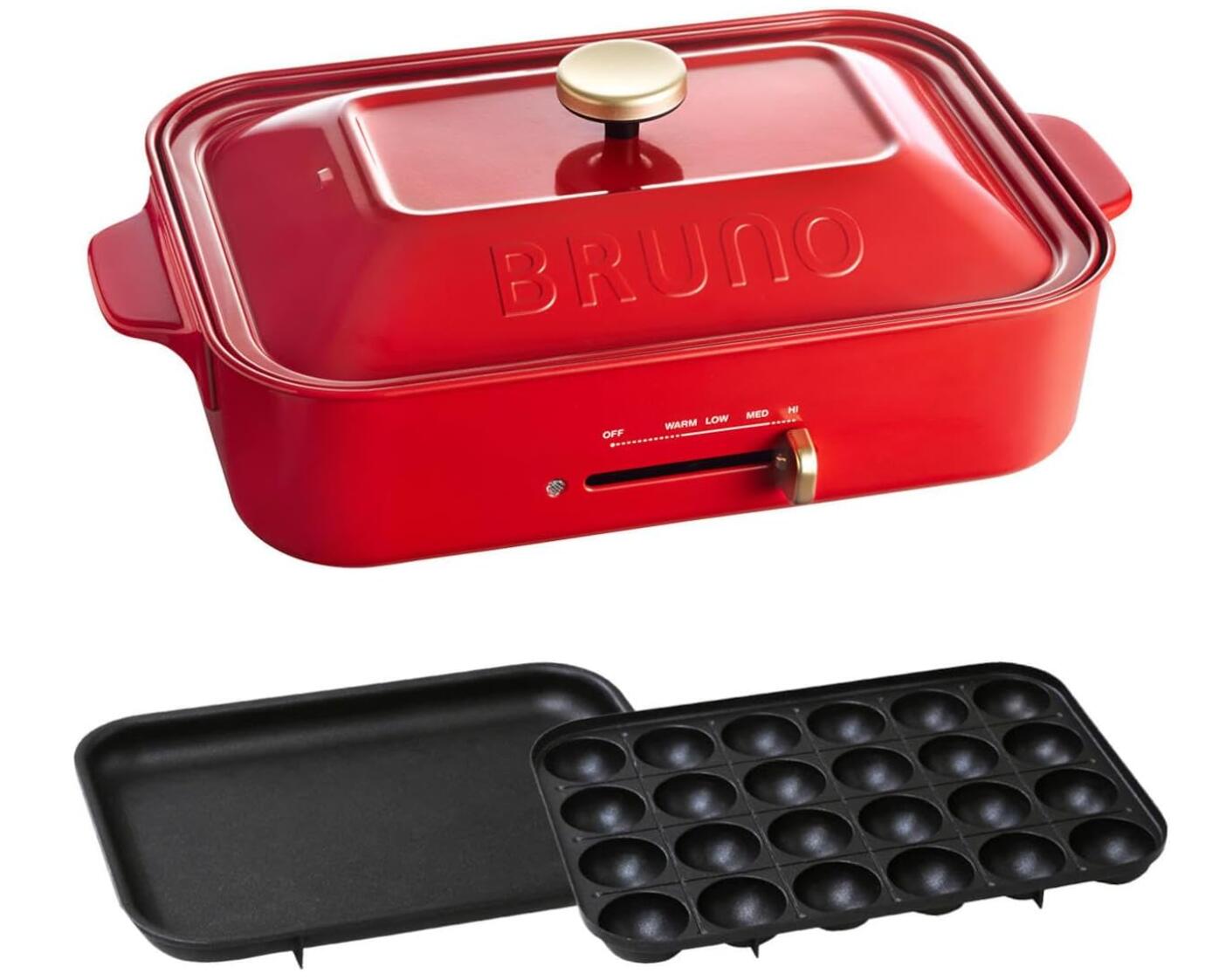 新品 BRUNO ブルーノ BOE021-RD コンパクトホットプレート レッド [プレート2枚]