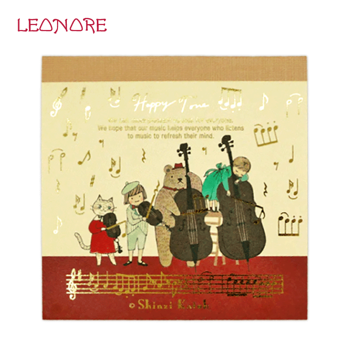 ブロックメモ アイネクライネ Happy Tone 弦楽四重奏 ヴァイオリン ヴィオラ チェロ コントラバス ネコ クマ 動物 かわいい 発表会 記念品 音楽 ...