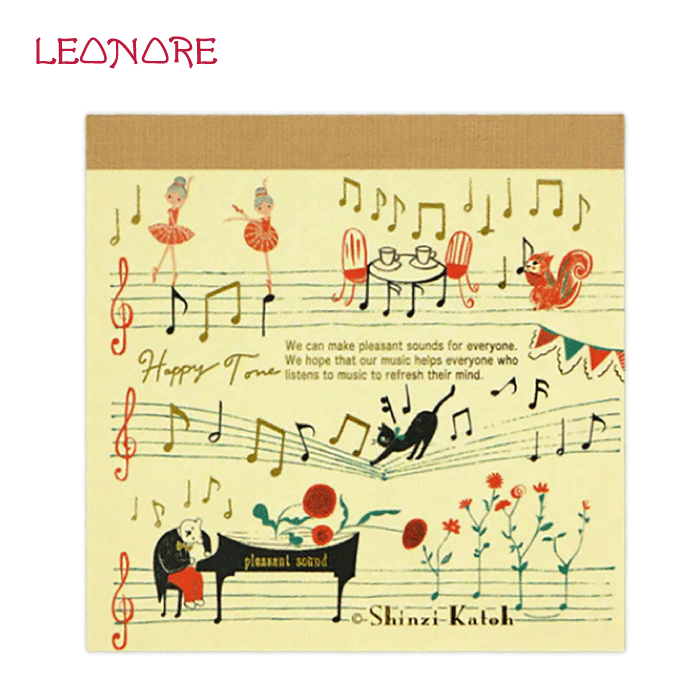 ブロックメモ カノン Happy Tone ピアノ ネコ クマ トリ リス 動物 バレエ かわいい 発表会 記念品 音楽 Shinzi Katoh