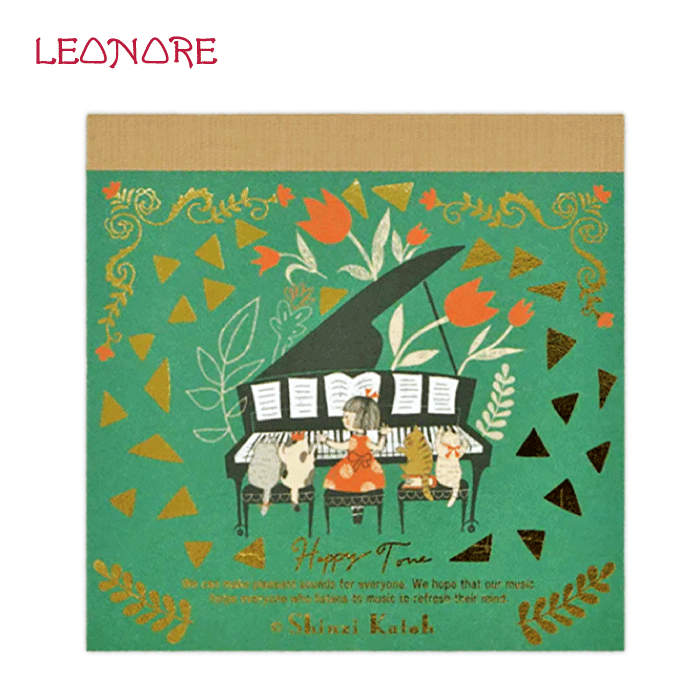 ブロックメモ ピアノソナタ Happy Tone ピアノ ネコ チューリップ 動物 かわいい 発表会 記念品 音楽 Shinzi Katoh