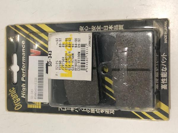 お買物マラソン!3月26日AM1時59分まで!エントリーと買い回りでポイント最大10倍!!　Vesrah （ベスラ） ブレーキパッド SD-343 フロント用 （返品 交換 キャンセル不可商品） （パッケージ壊れあり 製品問題なし）