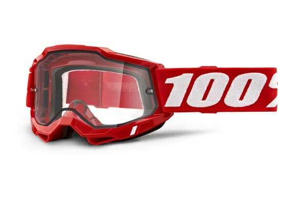 100% （100パーセント） ACCURI 2 Enduro Moto Goggle Red - Clear Dual Lens