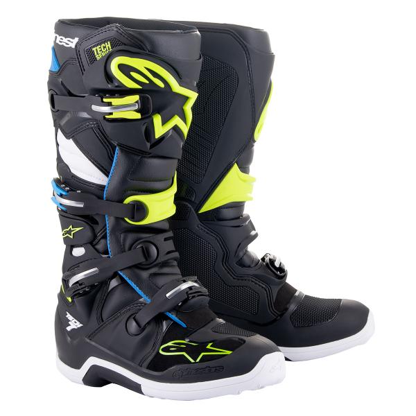 Alpinestars （アルパインスターズ） （オフロード） TECH7 BLK/E-BLU/YEL-F 9 (27.5cm) 2012014-1795-09