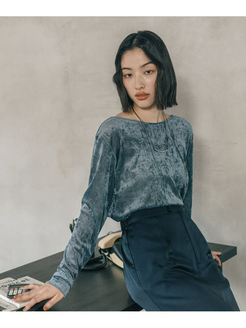 Rakuten - 《オフィスライン》シアーベロア2WAY長袖プルオーバー LEPSIM レプシィム トップス カットソー・Tシャツ ブルー ベージュ ブラック【送料無料】[Rakuten Fashion]