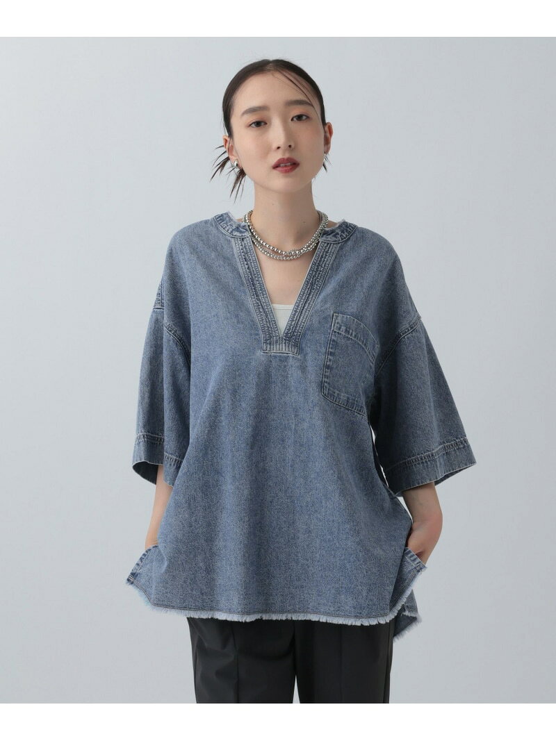 Rakuten - デニムスキッパーTブラウス LEPSIM レプシィム トップス シャツ・ブラウス ブルー ブラック【先行予約】*【送料無料】[Rakuten Fashion]