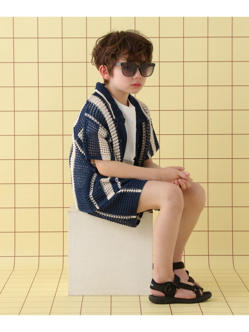 【KIDS】配色ラインニットシャツ LEPSIM レプシィム トップス ニット ブルー ベージュ【送料無料】[Rakuten Fashion]