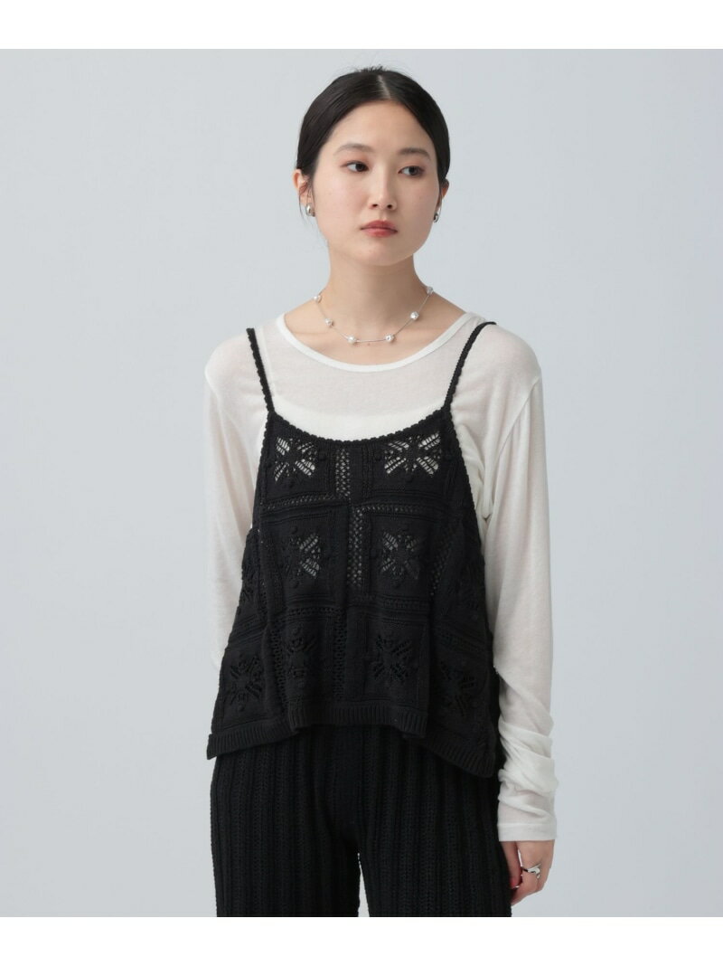 Rakuten - クロシェキャミ LEPSIM レプシィム トップス カットソー・Tシャツ ブラック ホワイト【送料無料】[Rakuten Fashion]