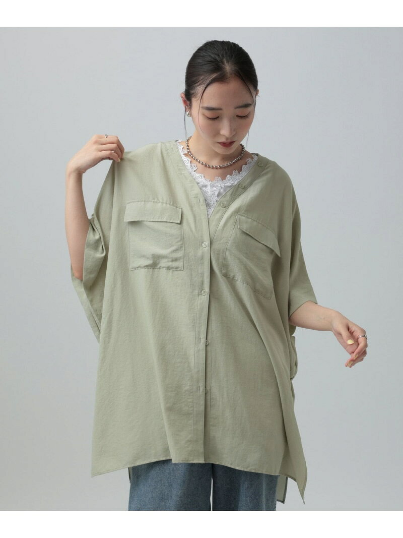 乐天商城 - 【SALE／20%OFF】VネックオーバーシャツチュニックSS LEPSIM レプシィム トップス その他のトップス グリーン グレー ホワイト イエロー【RBA_E】【送料無料】[Rakuten Fashion]