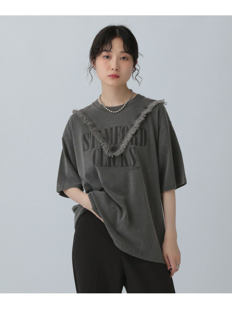 【SALE／65%OFF】フリンジリメイクプリントT LEPSIM レプシィム トップス カットソー・Tシャツ レッド グレー【RBA_E】[Rakuten Fashion]