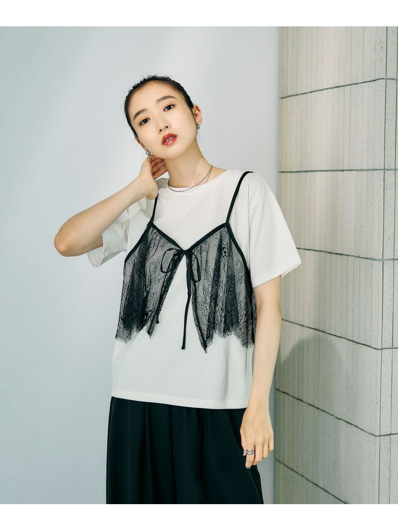 2WAYレースキャミT LEPSIM レプシィム トップス カットソー・Tシャツ ブラック グレー【送料無料】[Rakuten Fashion]