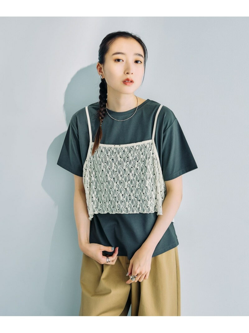乐天商城 - 2WAYレースキャミT LEPSIM レプシィム トップス カットソー・Tシャツ ブラック グレー【送料無料】[Rakuten Fashion]
