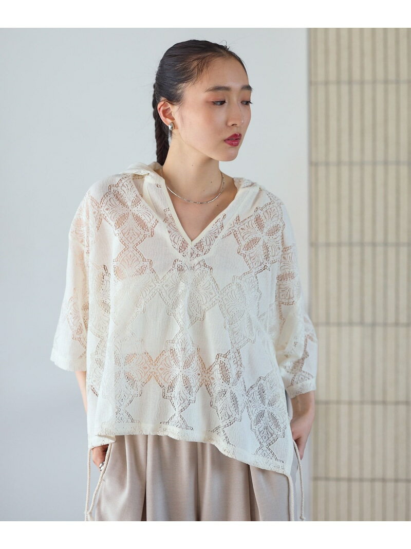 Rakuten - パネルレースフーディー LEPSIM レプシィム トップス スウェット・トレーナー ホワイト【送料無料】[Rakuten Fashion]