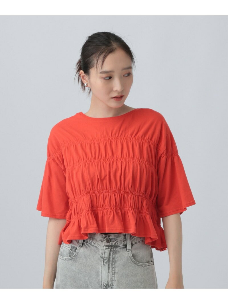 Rakuten - シャーリングショートT LEPSIM レプシィム トップス カットソー・Tシャツ ホワイト レッド ブラック【送料無料】[Rakuten Fashion]
