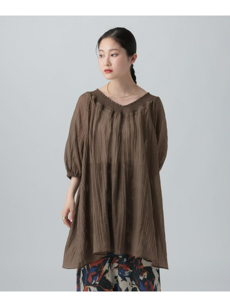 【SALE／20%OFF】ネックギャザーVチュニックSS LEPSIM レプシィム トップス その他のトップス レッド ブラウン ブラック ホワイト【RBA_E】【送料無料】[Rakuten Fashion]