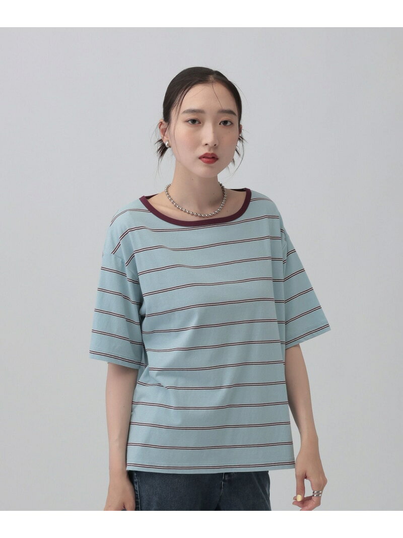 乐天商城 - シアーボーダーT LEPSIM レプシィム トップス カットソー・Tシャツ ブルー ホワイト【送料無料】[Rakuten Fashion]