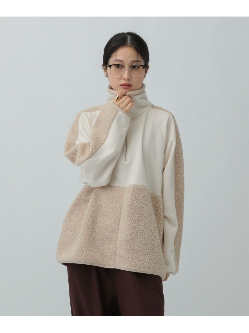 【SALE／50%OFF】ボア切り替えZIPプルオーバー LEPSIM レプシィム トップス その他のトップス ブラウン ホワイト グレー【RBA_E】[Rakuten Fashion]