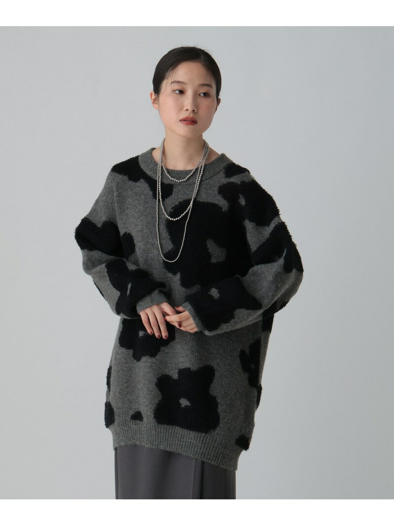 6ゲージループジャガード花柄チュニック LEPSIM レプシィム ワンピース・ドレス チュニック グレー レ..