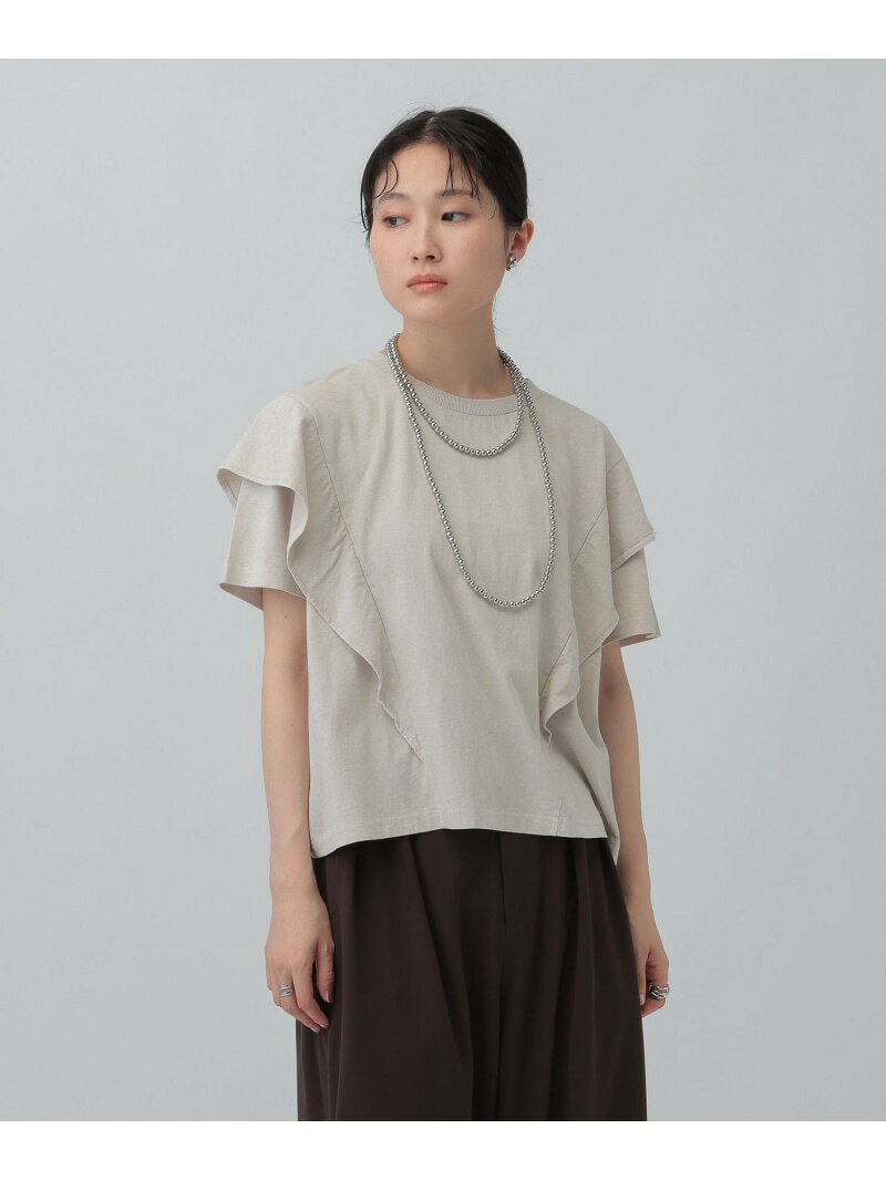 Rakuten - 【SALE／50%OFF】ピグメントフリル5分袖プルオーバー LEPSIM レプシィム トップス カットソー・Tシャツ グレー ホワイト【RBA_E】[Rakuten Fashion]