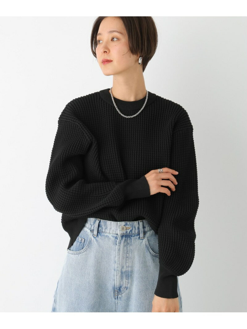 【SALE／50%OFF】7ゲージワッフルカーブスリーブプルオーバー LEPSIM レプシィム トップス ニット ホワイト ブラック【RBA_E】[Rakuten Fashion]