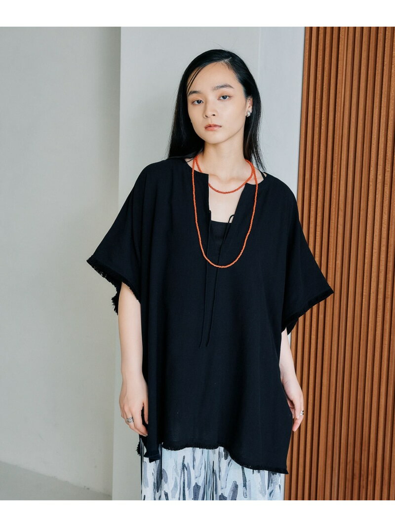 カフタンポンチョブラウス LEPSIM レプシィム トップス シャツ・ブラウス ブラック ホワイト ベージュ【送料無料】[Rakuten Fashion]