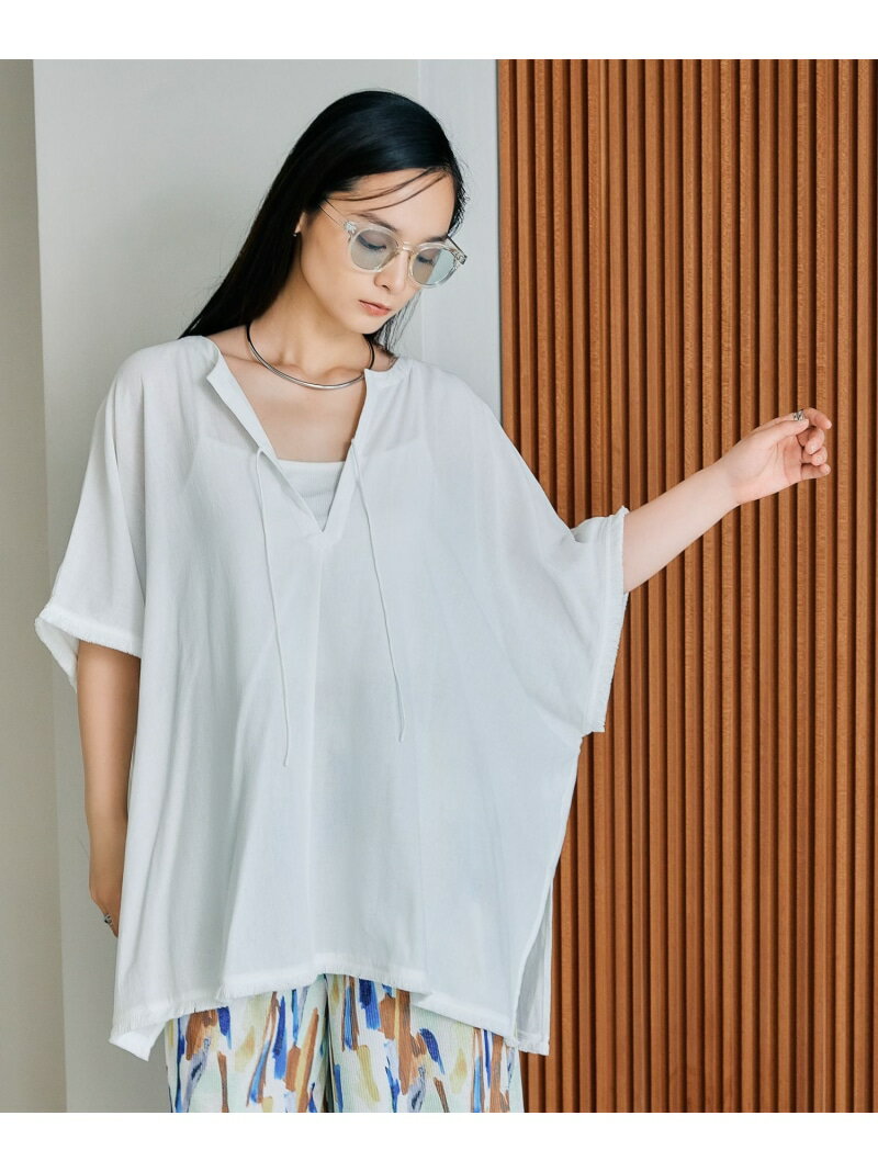 カフタンポンチョブラウス LEPSIM レプシィム トップス シャツ・ブラウス ブラック ホワイト ベージュ【送料無料】[Rakuten Fashion]