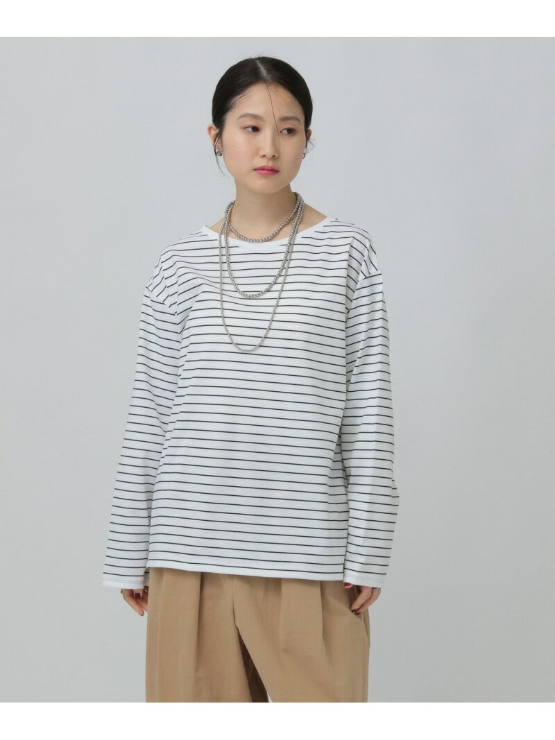 Rakuten - 細ピッチボーダーロンT LEPSIM レプシィム トップス カットソー・Tシャツ ホワイト ブラック グリーン【送料無料】[Rakuten Fashion]