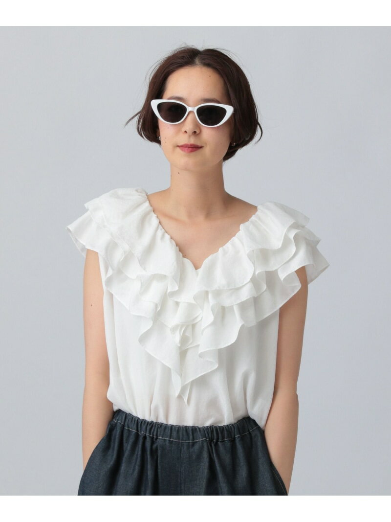 【SALE／60%OFF】フリルVネックノースリブラウス LEPSIM レプシィム トップス シャツ・ブラウス ホワイト ブラック【RBA_E】[Rakuten Fashion]のサムネイル