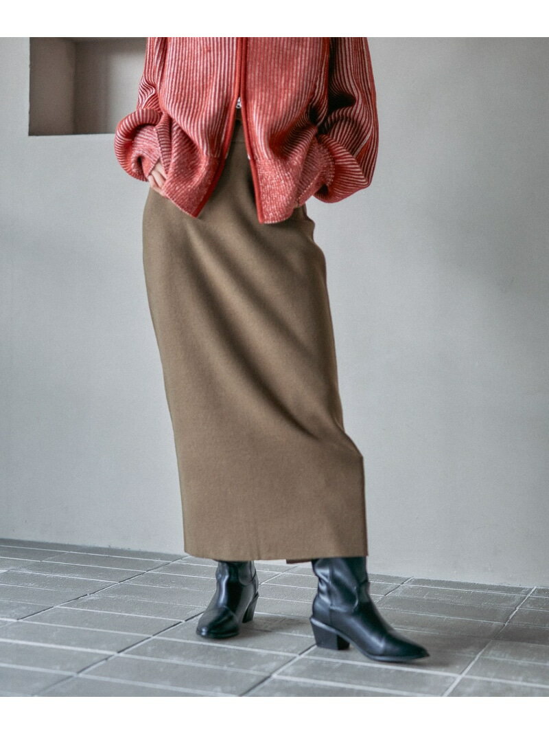 12ゲージ総針ナロースカート LEPSIM レプシィム スカート ロング・マキシスカート ホワイト ブラウン ..