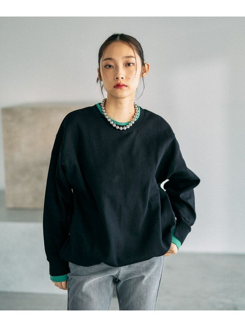 配色リブプルオーバー LEPSIM レプシィム トップス カットソー・Tシャツ ブラック ブルー オレンジ ブラウン【先行予約】*【送料無料】[Rakuten Fashion]