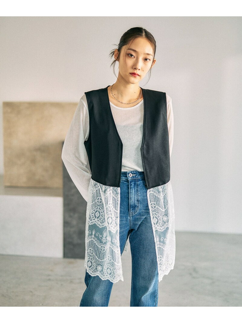 [SALE / 50 % OFF] 레이스 도킹 베스트 LEPSIM 렙심 재킷 아우터 기타 재킷 아우터 그레이 블랙 [RBA_E] [Rakuten Fashion]