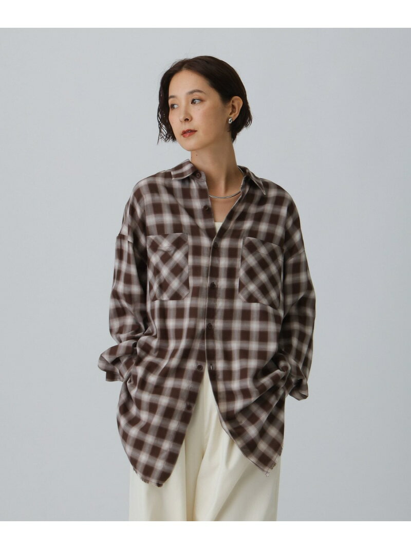 【SALE／50%OFF】フリンジチェックシャツチュニック LEPSIM レプシィム ワンピース・ドレス チュニック..