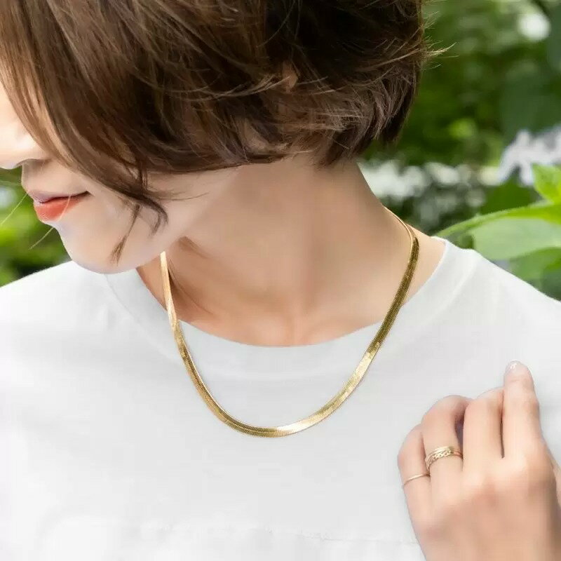 【スーパーセール半額】 アベセフラットネックレス 金属アレルギー 金アレ ゴールド フラット メタル 大ぶり 喜平 スネーク シンプル 大人 ベーシック おしゃれ レディース ママ 女性 プレゼント 上品 ステンレス 大人 50代 【永久保証】