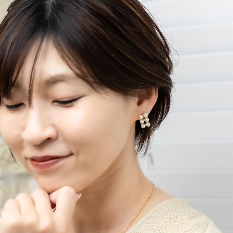 【全品P5倍+最大30%OFFクーポン】 トロワパールピアス ピアス パール 真珠 ゴール...