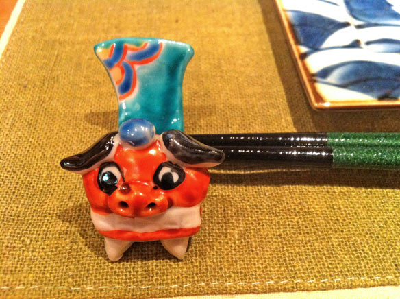 ラッピング無料！九谷焼 陶人形作家 多田利子作／『獅子』箸置き