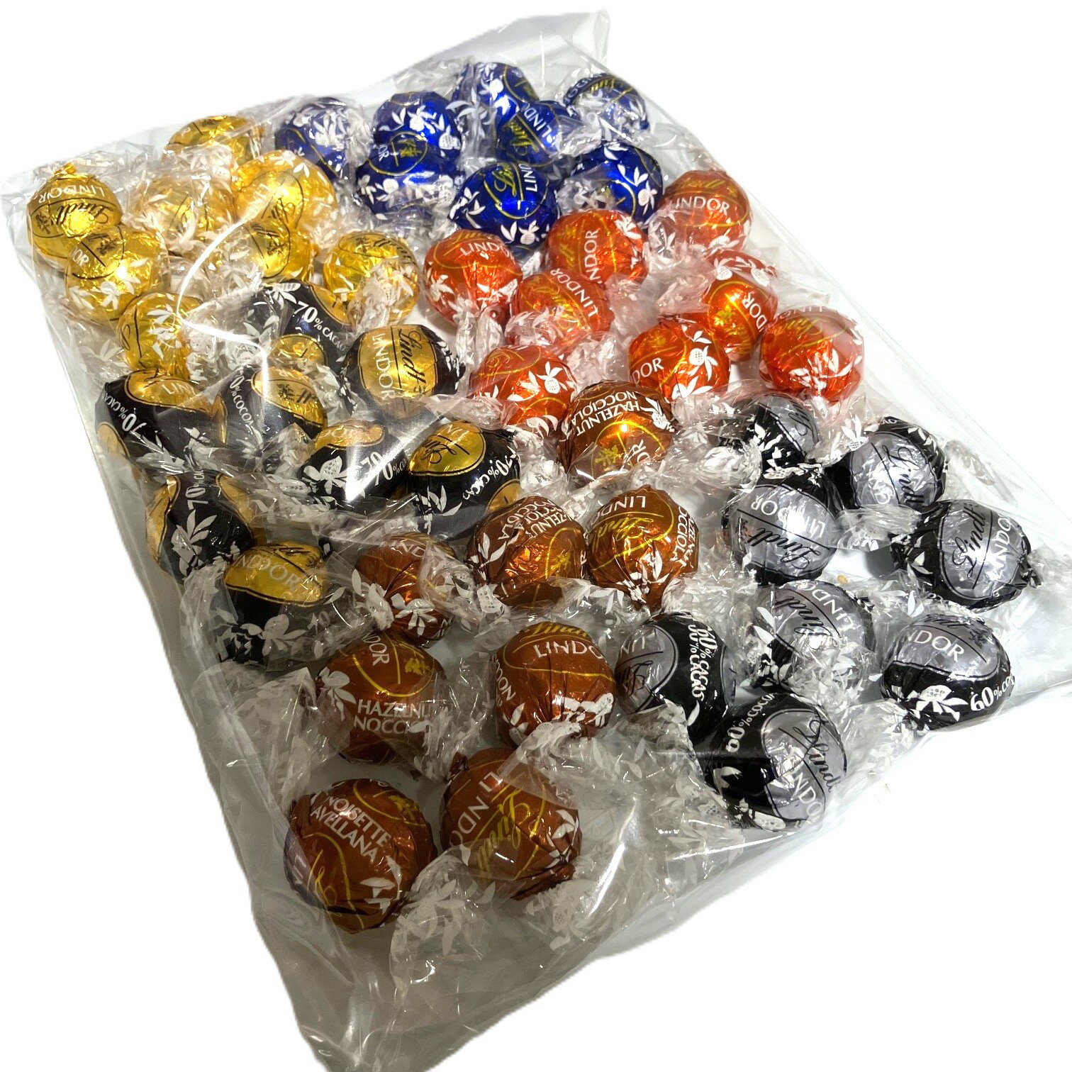 チョコレート詰め合わせ、6種48粒 ミックスアソート600g 6種×8個 (ミルク、ホワイト、ヘーゼルナッツ、カカオ60%、カカオ70%、ダーク)