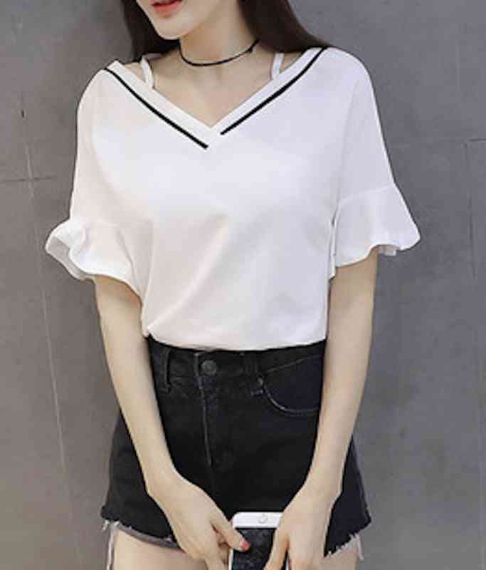 Logo - 【＼クーポン利用で20%OFF!／】 Tシャツ レディース ブラウス 5分袖 春 スポーツ ゆったり ブラック 40代 ロゴ カジュアル 7分袖 薄手 Vネック かわいい ティーシャツ 大人 人気 涼しい シャツ カットソー おしゃれ 無地 半袖 ブランド ロング 夏 ジム トレーナー