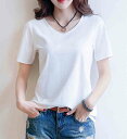 Tシャツ レディース 無地 ジム 半袖 春 夏 ゆったり Vネック 涼しい ブラウス コーデ シャツ カジュアル 薄手 おしゃれ 人気 ロング 40代 ロゴ 7...