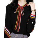 ブラウス レディース カラーリボンシャツ 事務服 フリル 高品質 Tシャツ 春 スーツ ボウタイ ワンピース 人気 ノーアイロン 秋 きれいめ 白 オフィス 5...