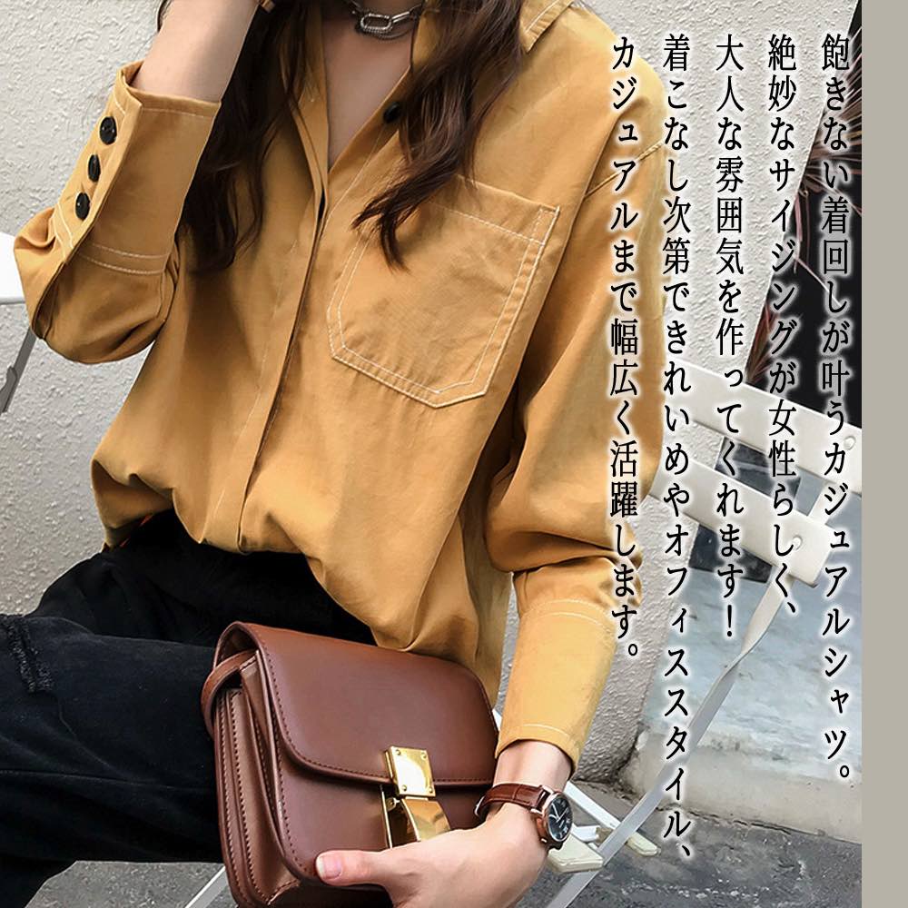 Rakuten - 【＼クーポン利用で20%OFF!／】 シャツ レディース カジュアルルーズシャツ 長袖 冬 事務服 暖かい ランニング ゆったり ロゴ カジュアル 春 ポロシャツ しわになりにくい 襟付き トップス 厚手 スポーツ 大人 形態安定 オフィス おしゃれ ブランド Tシャツ 麻